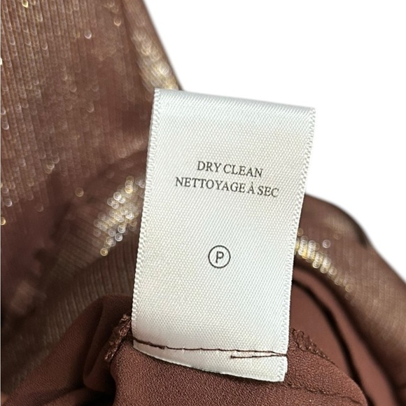 A.L.C. Womens Silk Smocked Tiered Elara Metallic Brown Gold Halter Midi Dress 12 - Picture 6 of 9